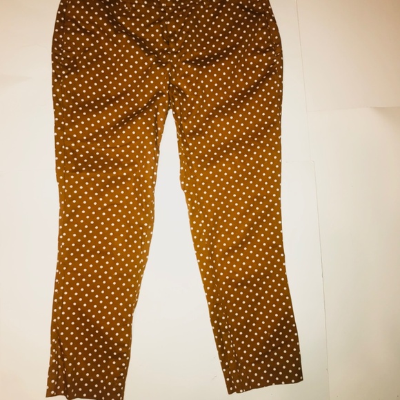 Old Navy Women’s Pixie Skinny Ankle Cropped Copper Brown White Polka Dot Pants 0 - Picture 11 of 13